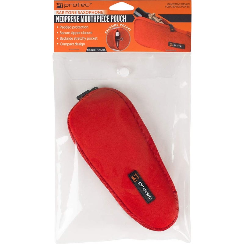 Pro-Tec Baritone Saxophone Neoprene Mouthpiece Pouch with Zipper Closure - Red, Model N277RX - Image 3